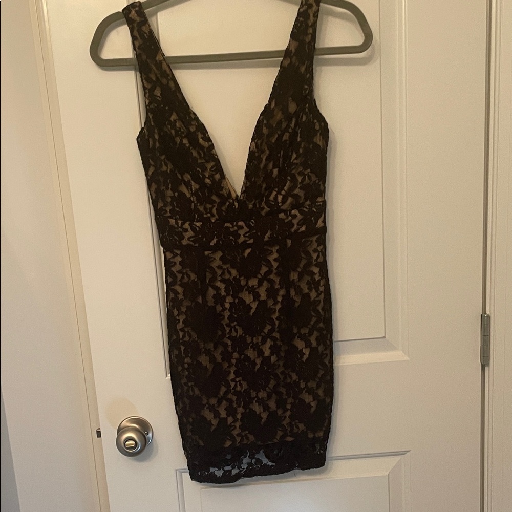 ANGL Black Lace Sleeveless Dress Small